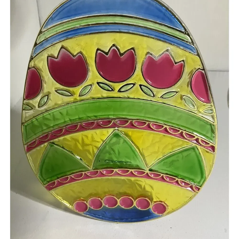 Vintage Vinyl Plastic Easter Egg Suncatchers Decor New Design Inc (lot of 6)